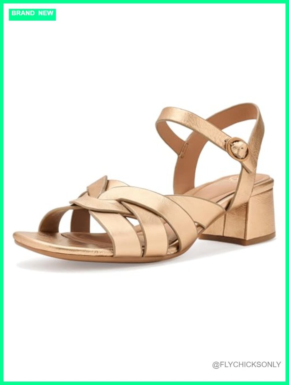 Women's Leather Heeled Sandals with Ankle Strap and Block Heel